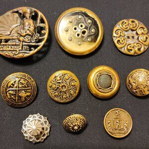 Antique/Vintage Lot of 10 Metal Buttons